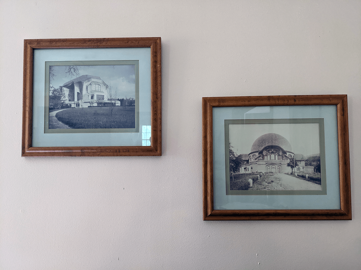 Pair of Maple Framed Photos of the First and Second Goetheanum Designed by Rudolf Steiner - Anthroposophy Shop