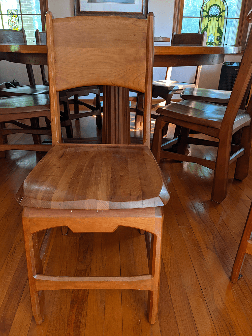 Solid Cherry Wood Anthroposophically Designed Handcrafted Dining Room Table with 12 Chairs plus a Lazy Susan - Anthroposophy Shop