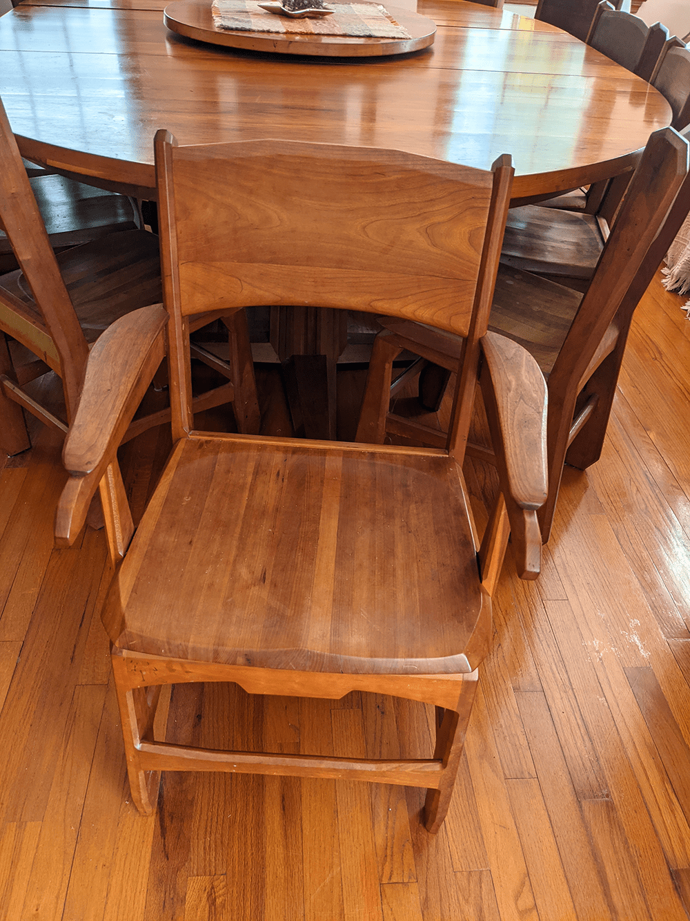 Solid Cherry Wood Anthroposophically Designed Handcrafted Dining Room Table with 12 Chairs plus a Lazy Susan - Anthroposophy Shop