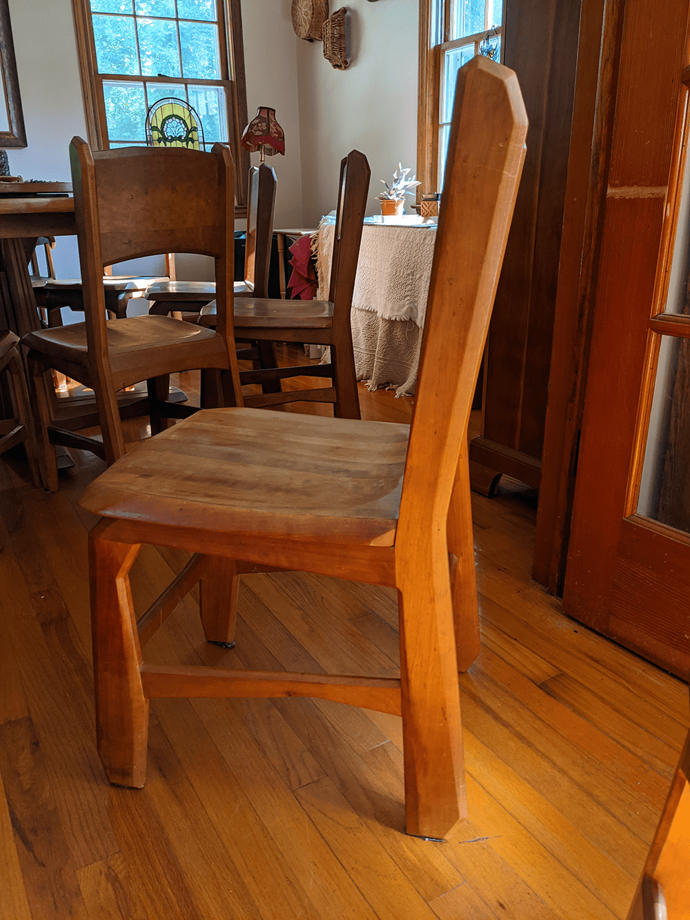 Solid Cherry Wood Anthroposophically Designed Handcrafted Dining Room Table with 12 Chairs plus a Lazy Susan - Anthroposophy Shop