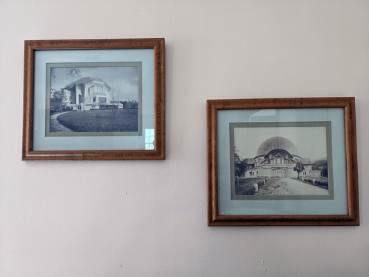 Pair of Maple Framed Photos of the First and Second Goetheanum Designed by Rudolf Steiner - Anthroposophy Shop