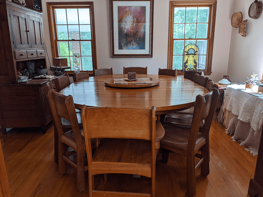 Solid Cherry Wood Anthroposophically Designed Handcrafted Dining Room Table with 12 Chairs - Anthroposophy Shop